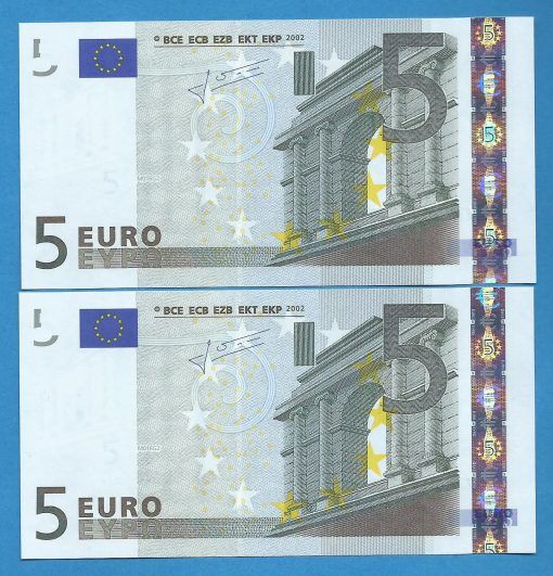 EUROPEAN UNION - SPAIN  5 EUROS TRICHET PAREJA  V-M016  SC UNC ( P182 )