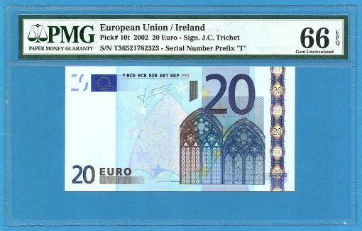 EUROPEAN UNION - IRELAND 20 EUROS TRICHET T-K003 PMG 66 ( P461 )