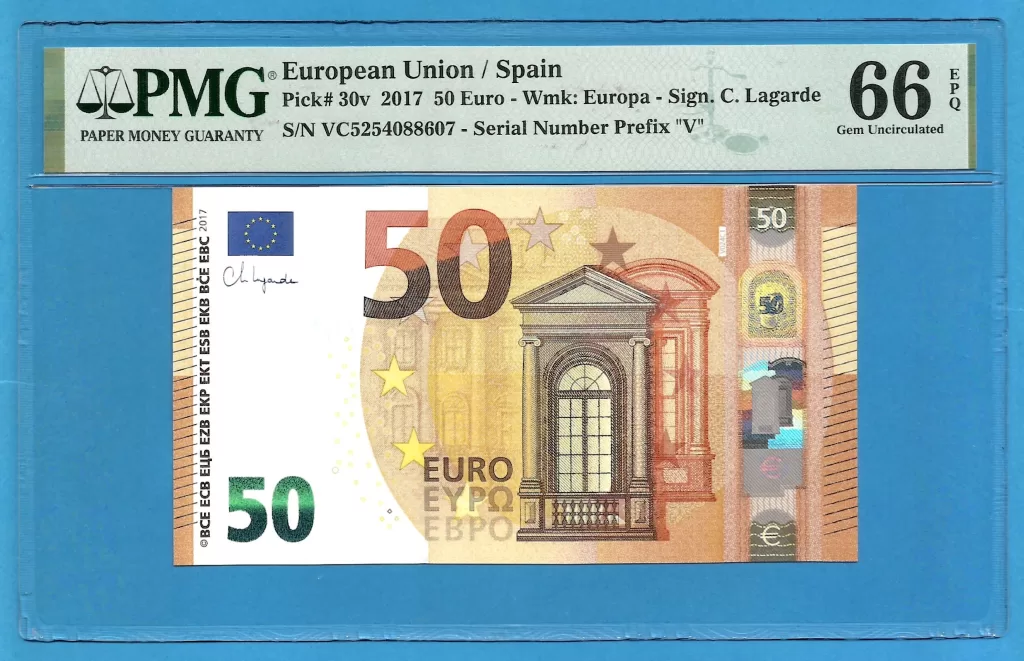 EUROPEAN UNION – SPAIN 50 EUROS LAGARDE VC-V024 PMG 66 ( P510 )